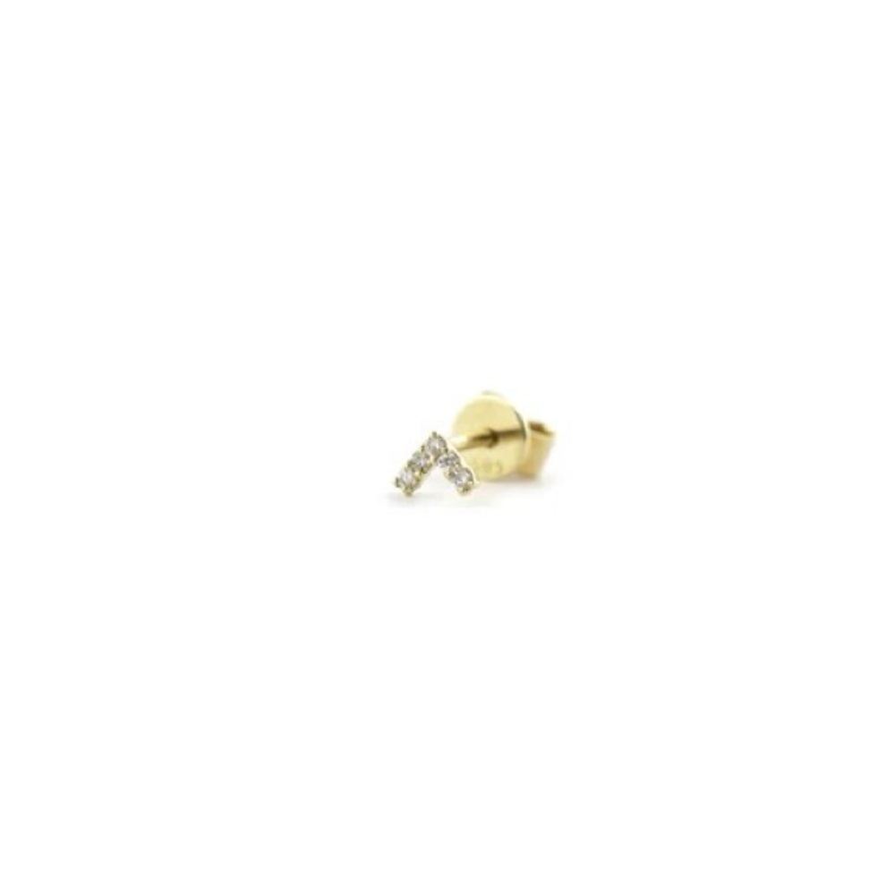14K Gold Mini Diamond V Single Stud - White Gold